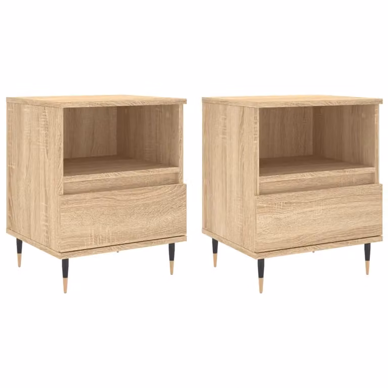 Berkfield Home Set of 2 Modern Bedside Cabinets in Sonoma Oak Brown, W/D/H: 40 x 35 x 50 cm