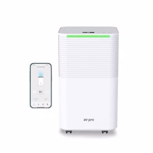 Air Pro Digital Dehumidifier with WiFi App Control, 12L/Day Capacity and 2L Water Tank, White