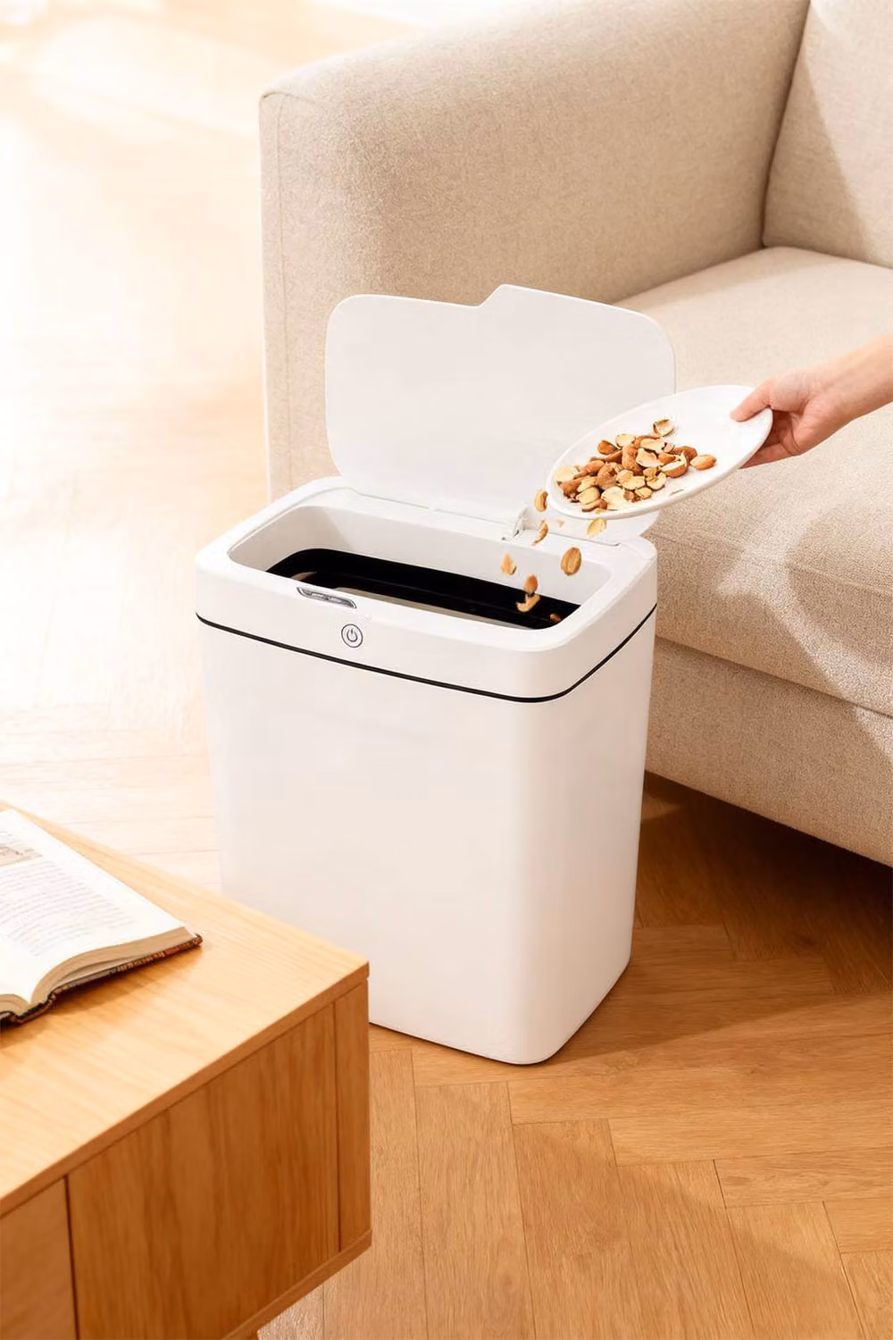 Living and Home 18L Automatic Motion Sensor Rubbish Bin with Soft Close and Odour Filter, White – 3