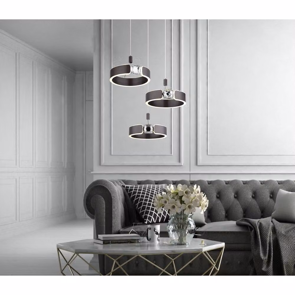 Netlighting Hendricks Cluster Pendant Ceiling Light in Bronze with Transparent Glass and Warm White LED 3000K – 2