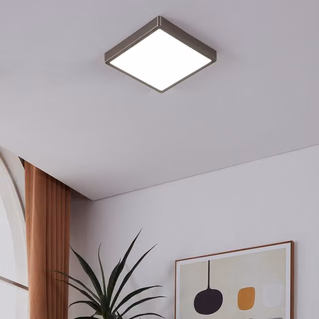 Eglo Fueva-Z Square Smart Control Colour Changing LED Ceiling Light, Silver