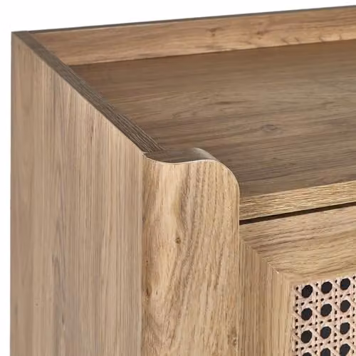 Julian Bowen Sydney Brown Faux Rattan Effect 2 Door Shoe Cabinet with Internal Shelves, W/D/H: 120 x 41 x 80 cm – 4