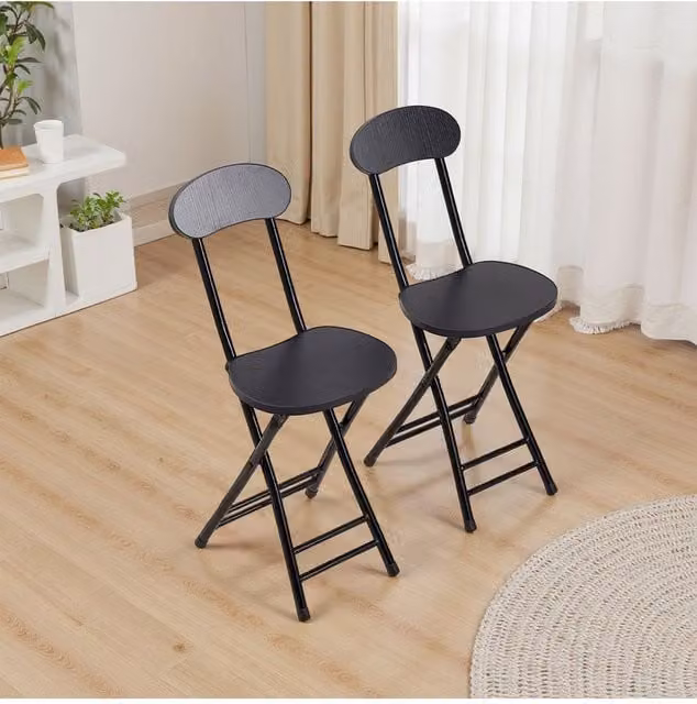Living and Home Set of 2 Black Portable Foldable Dining Chairs