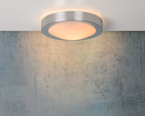 Lucide Fresh Modern Round Bathroom Flush Ceiling Light, Chrome and White, Diameter: 27 cm, IP44, Dimmable, E27 – 3