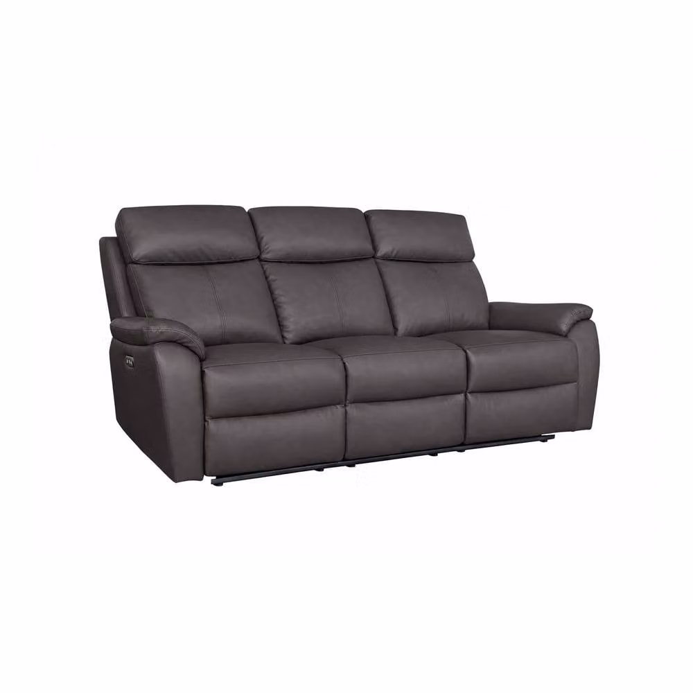 Aspire Kingsmere 3 Seater Power Recliner Sofa in Charcoal Real Leather with USB Charging – 2