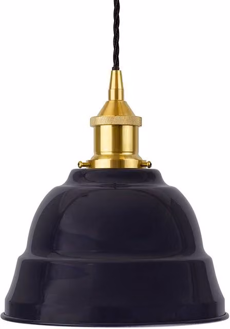 SE Home Lincoln Navy Blue Dome Pendant Light with Polished Brass and Black Details
