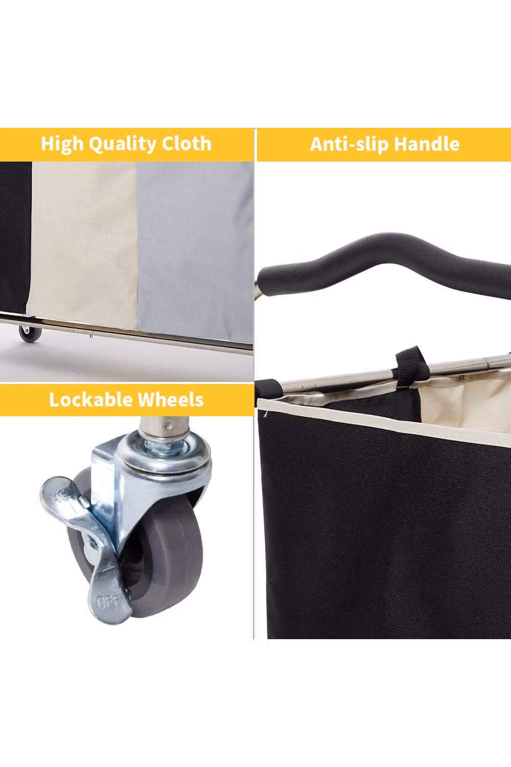 Garden Sanctuary 240L 3-Section Fabric Laundry Basket on Wheels in Grey – 2