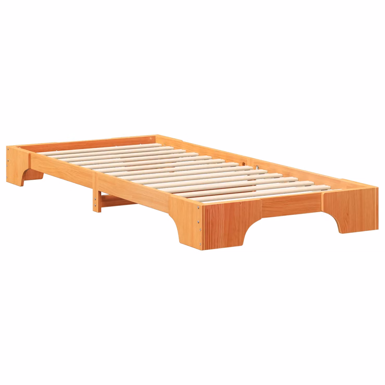 Berkfield Home Brown Solid Wood Minimalist Floor Bed Frame W: 90 cm, L: 220 cm – 2