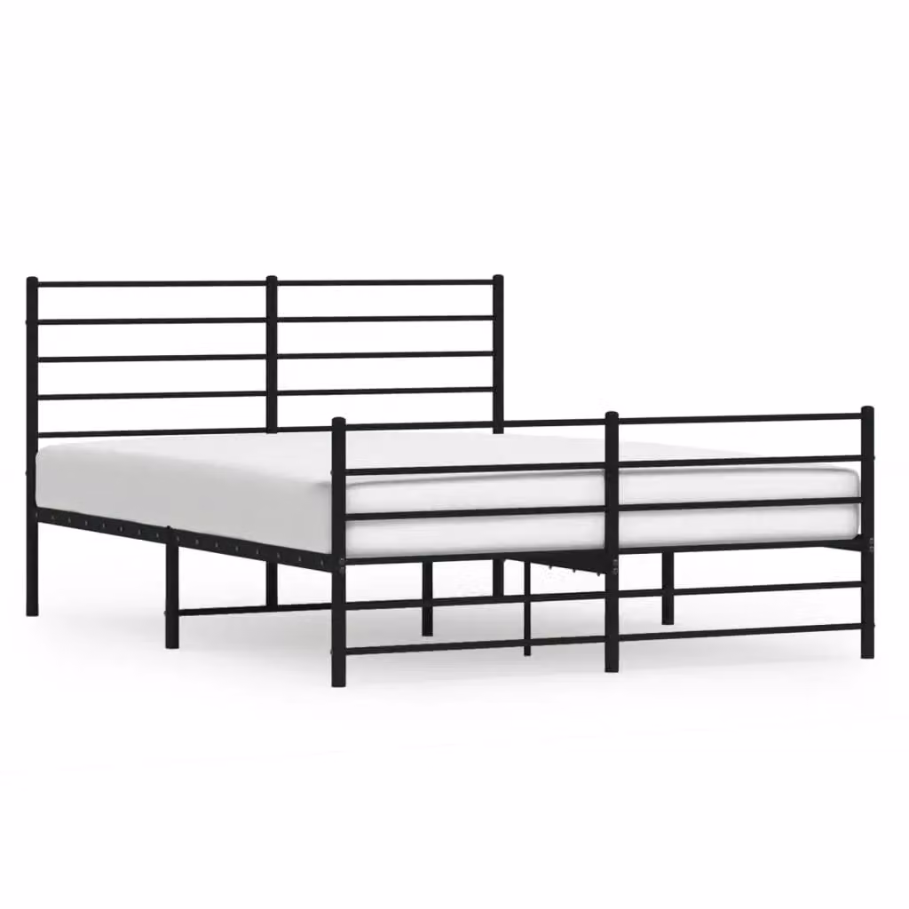 Berkfield Home Metal Bed Frame with Headboard and Footboard in Black, W/D/H: 150 x 200 cm – 2
