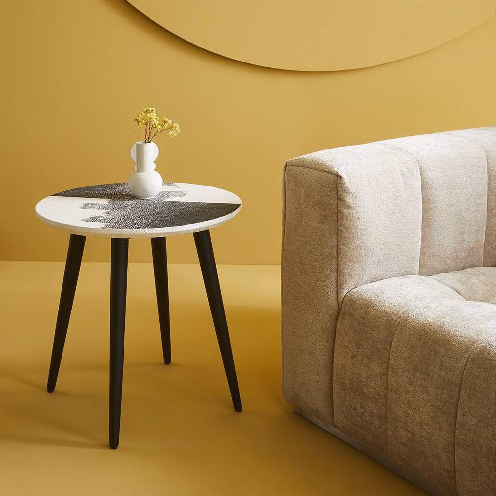 Signature Abstract Side Table in Black, H 52 cm – 2