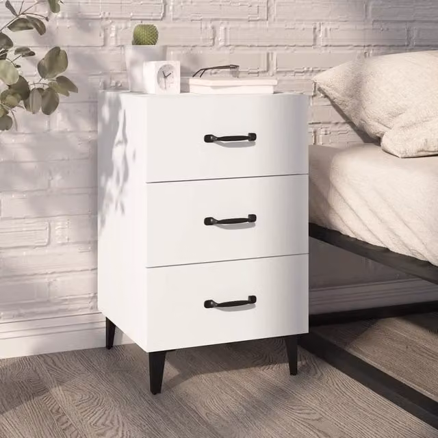 Berkfield Home White Bedside Cabinet in Engineered Wood W/D/H: 40 x 40 x 66 cm – 1