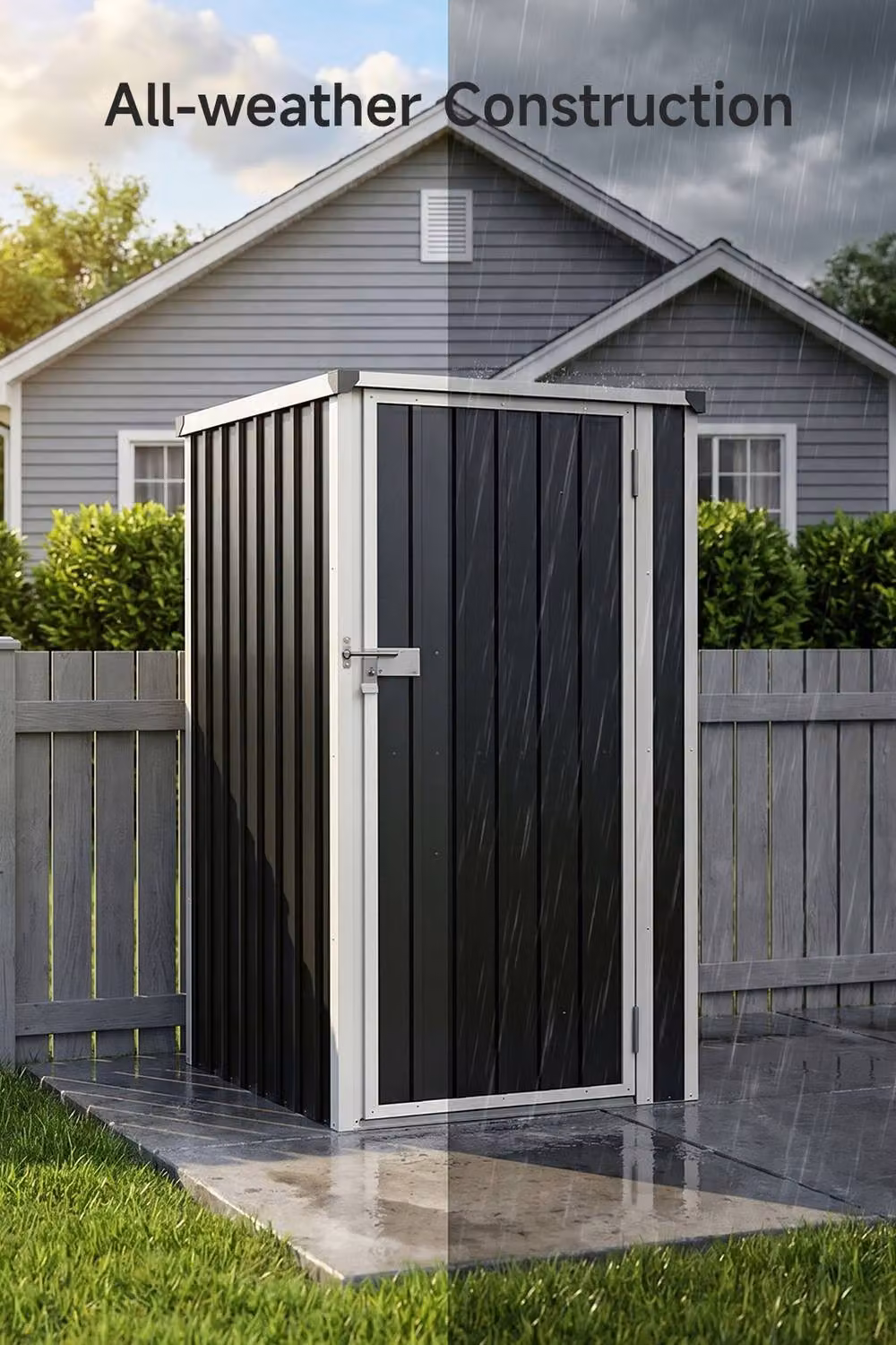Garden Sanctuary Metal Pent Roof Garden Tool Storage Shed in Dark Grey, W/D/H: 91.44 x 91.44 x 161 cm – 4