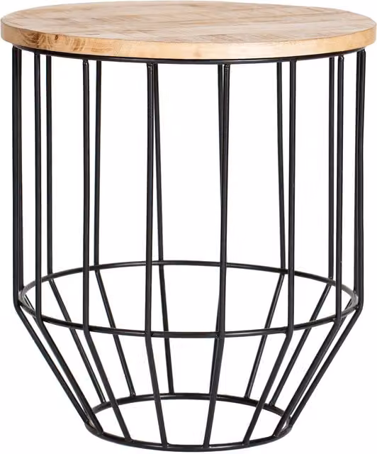 MH London Kelis Round Mango Wood Side Table in Black