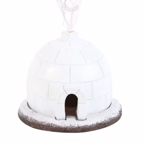 KDMD Winter Igloo Ceramic Incense Cone Burner in White