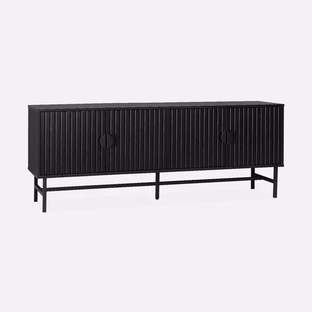 Sweek Industrial Style Wooden Effect TV Unit with 4 Doors in Black Matt – 2