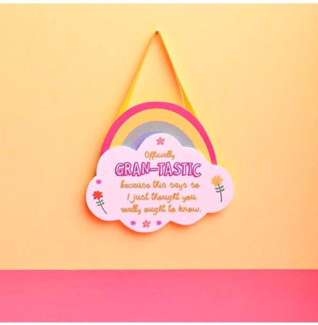 KDMD Cheerful Rainbow Hanging Plaque 2 Pack in Pink and Multicolour