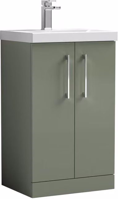 Balterley Contemporary Floor Standing Bathroom Vanity Unit with Mid-Edge Basin, Satin Green, W: 51 cm, D: 39 cm, H: 84 cm