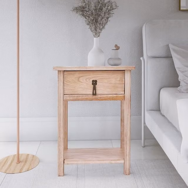 Cabinet Bits Portofino 1 Drawer Bedside Cabinet in Brown Wood