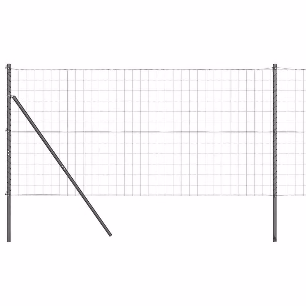 Berkfield Home Modern Euro Fence with 7 Posts, Galvanised Steel, Dark Grey, W: 10 m, H: 1.4 m – 2
