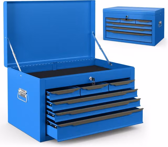 Costway Steel Tool Box and Tool Chest Case in Blue