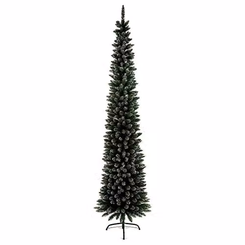 Premier 2m Slim Snow Tipped Pencil Artificial Christmas Tree in Green – 2