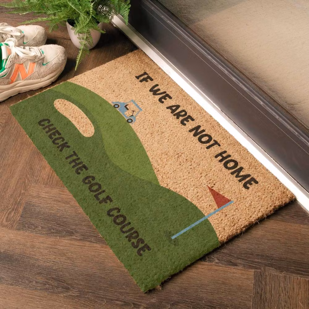 Artsy Mats Check The Golf Course Doormat in Brown and Multicolour, W: 60 cm, D: 40 cm – 2