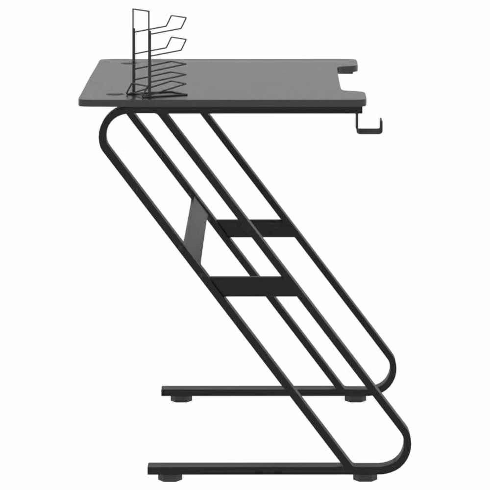 Berkfield Home Gaming Desk in Black with ZZ Shape Legs, W/D/H: 90 x 60 x 75 cm – 2