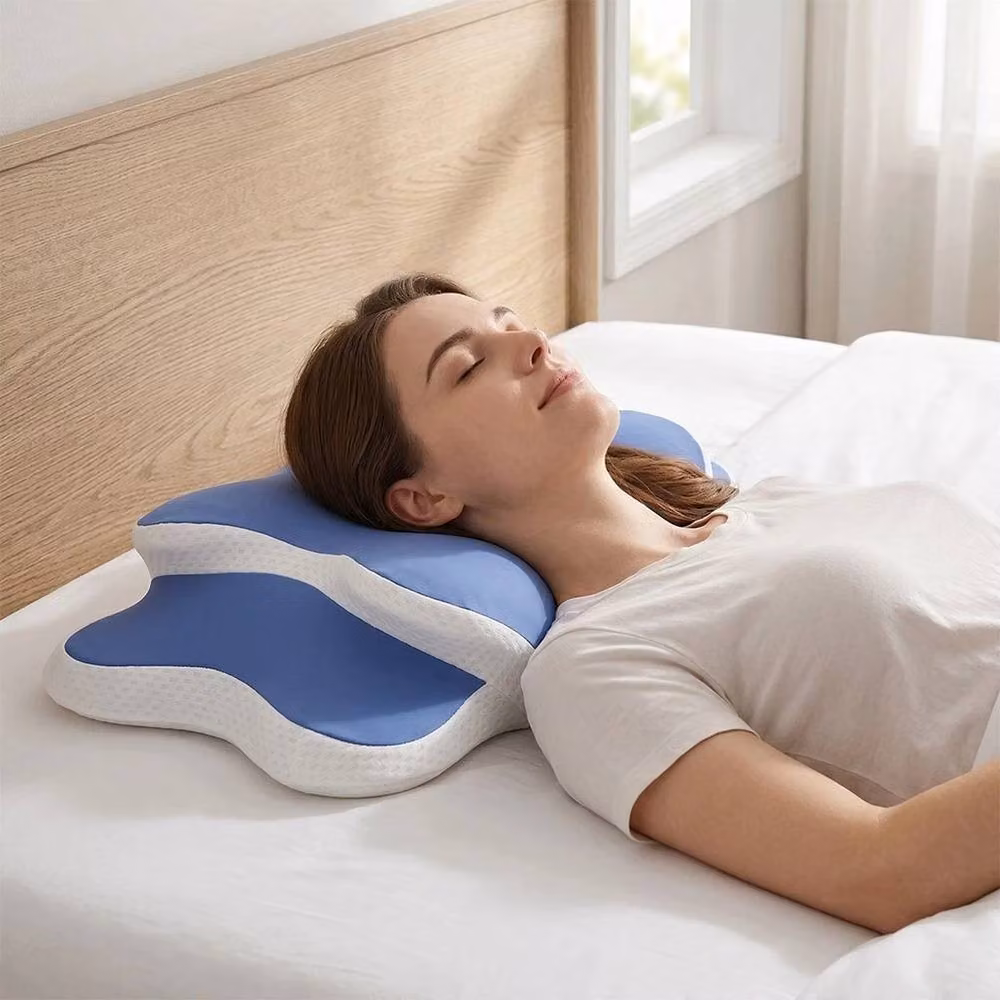 KORVIXA Ergonomic Cervical Memory Foam Pillow in Blue, Single Size – 3