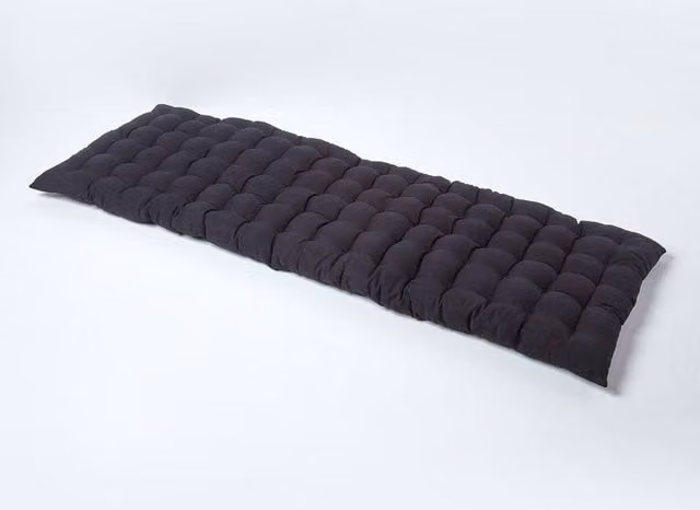 Homescapes Black 3 Seater Garden Bench Cushion, W: 143 cm, D: 48 cm, Cotton