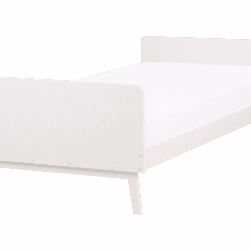 Wyld and Coco White Lacquered Pine Bed Frame with Scandinavian Slatted Base, W/D/H: 90 x 200 x 60 cm – 2