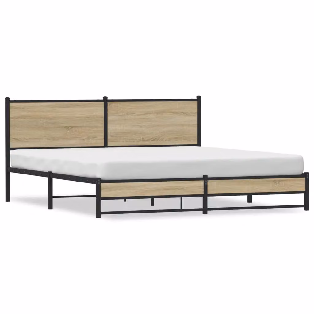 Berkfield Home Metal Bed Frame in Sonoma Oak Brown, W: 160 cm, D: 200 cm – 2
