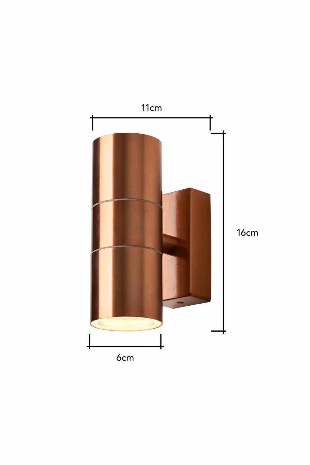 BHS Lighting Jared Copper Cylinder Up & Down Outdoor Wall Light – 3