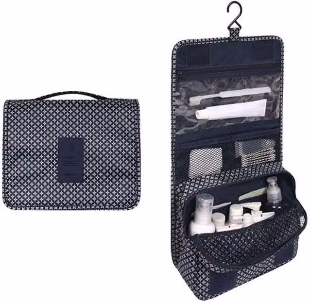 Leaper Pack of 2 Foldable Portable Travel Storage Bags in Blue Mesh Fabric