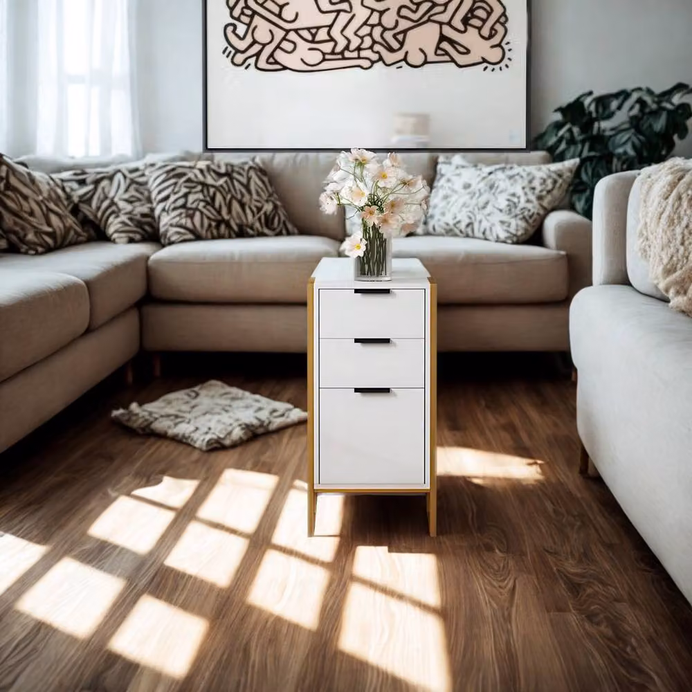 Pirlo Plush Industrial 3 Drawer Chest of Drawers Storage Unit in White – 3