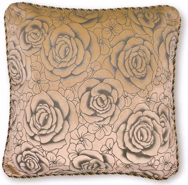 Intimates Flock Rose Brown Velvet Square Cushion with Removable Cover, W x D: 43 x 43 cm