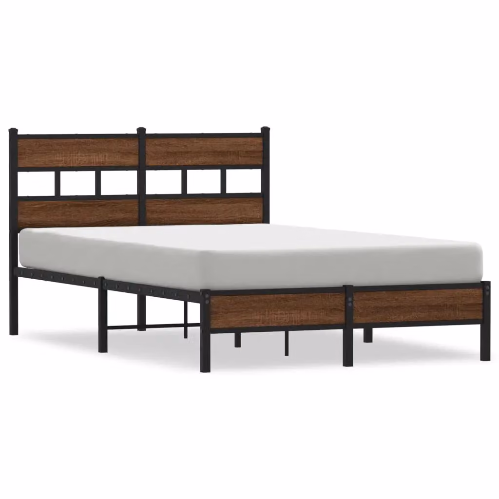 Berkfield Home Small Double Bed Frame in Brown Oak, W/D/H: 120 x 190 cm – 2