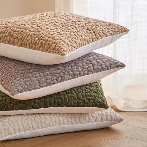 Yard Pebble Green Chenille and Linen Square Cushion, W/D/H: 45 x 45 x 45 cm – 4