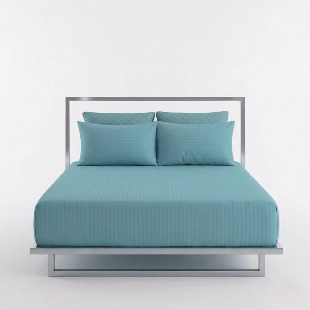 Snug City Luxury 250TC Mako Satin Stripe Pillowcase Pair in Turquoise – 2
