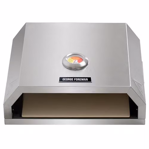 George Foreman Pizza Oven with Ceramic Stone and Foldable Paddle, Silver Stainless Steel, Suitable for Charcoal and Gas BBQs – 3