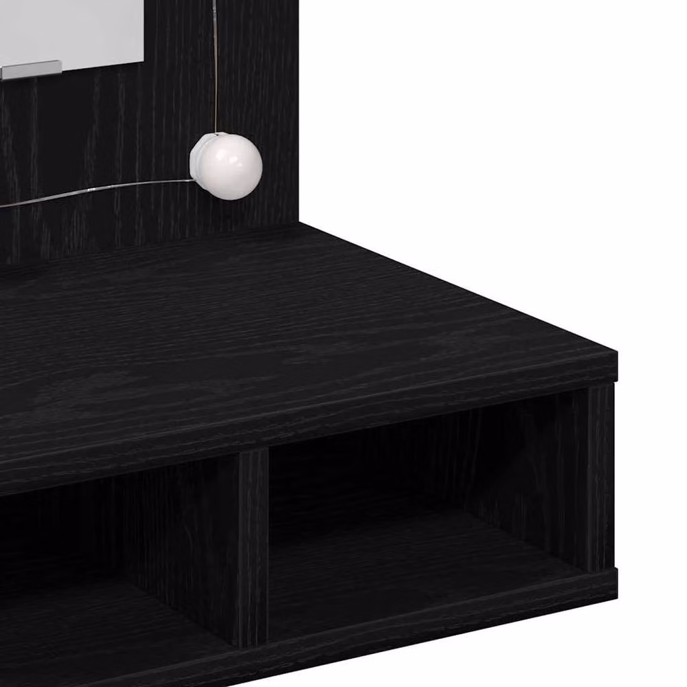Berkfield Home Black Oak Wood Vanity Unit with Medium Mirror – 6