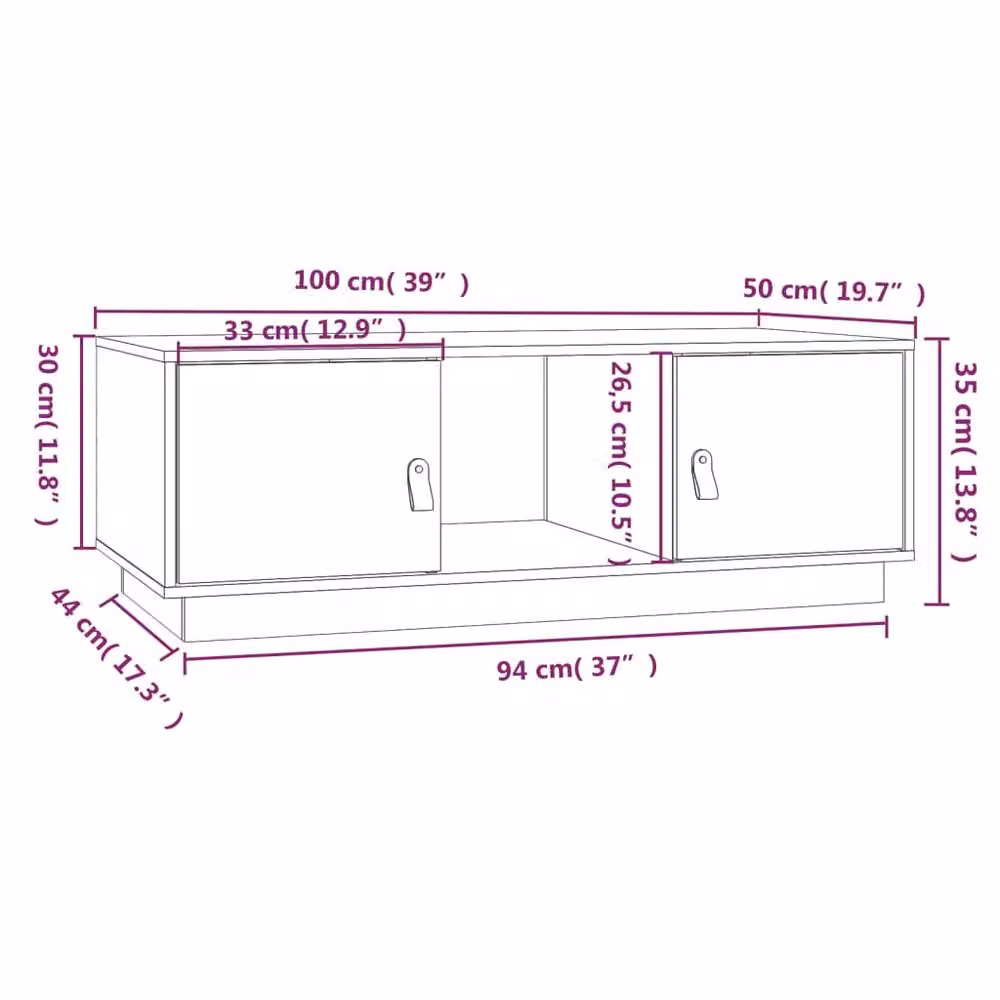 Berkfield Home Grey Rustic Solid Pine Coffee Table, W: 100 cm, D: 50 cm, H: 35 cm – 4
