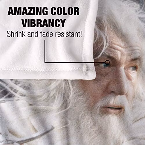 LOGOVISION Lord of the Rings Gandalf Poster Throw Blanket, White and Multicolour, W: 152 cm, D: 127 cm – 2