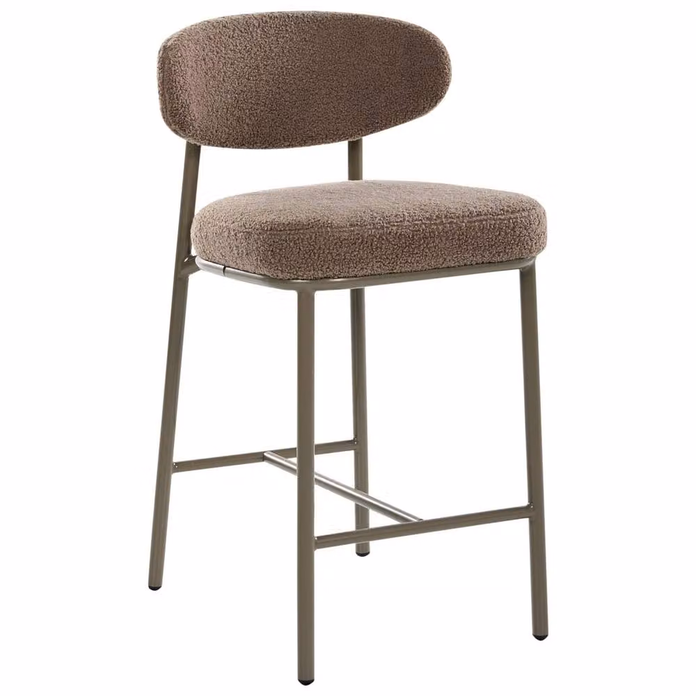 Wyld and Coco Set of 2 Beige Boucle Armless Bar Chairs with Retro Metal Legs – 3