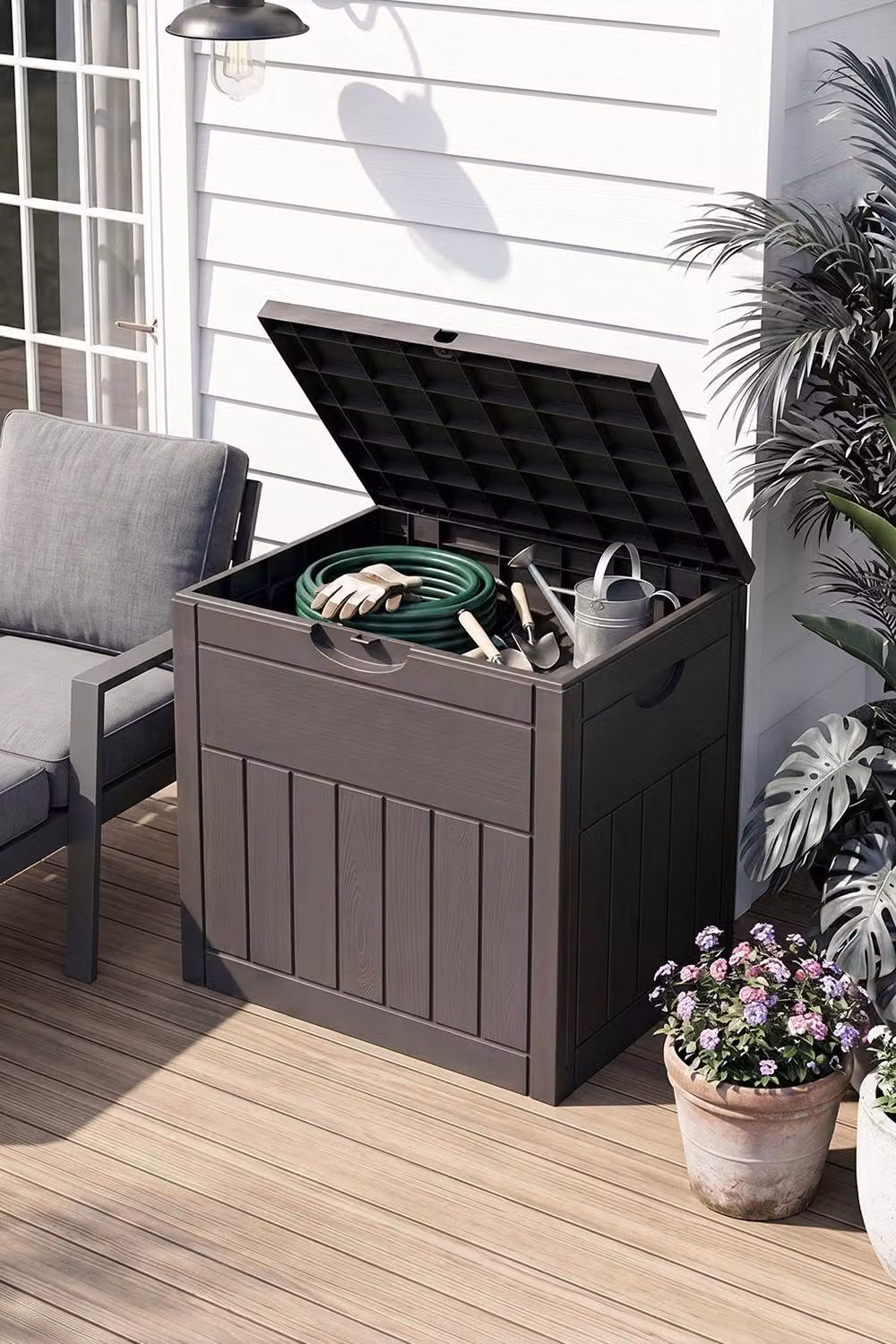 Garden Sanctuary 126L Brown Plastic Garden Storage Box with Combination Padlock – 2