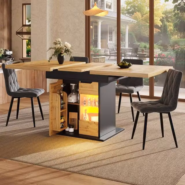 Rolipo Black Telescopic Extendable Rectangular Dining Table for 4-6 People – 1
