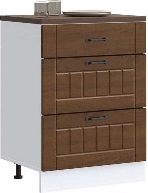Berkfield Home Lucca Kitchen Base Cabinet in Brown Oak Engineered Wood – 1