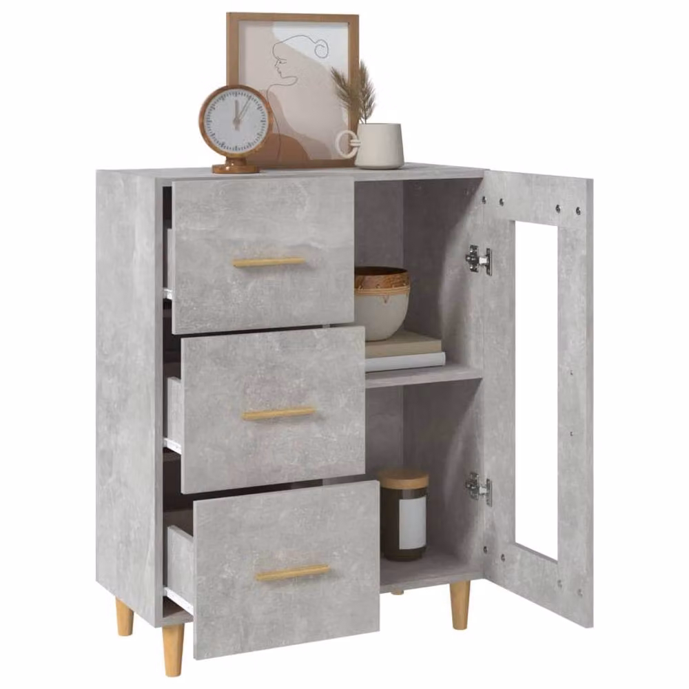 Berkfield Home Sideboard in Concrete Grey, W/D/H: 69.5 x 34 x 90 cm – 3
