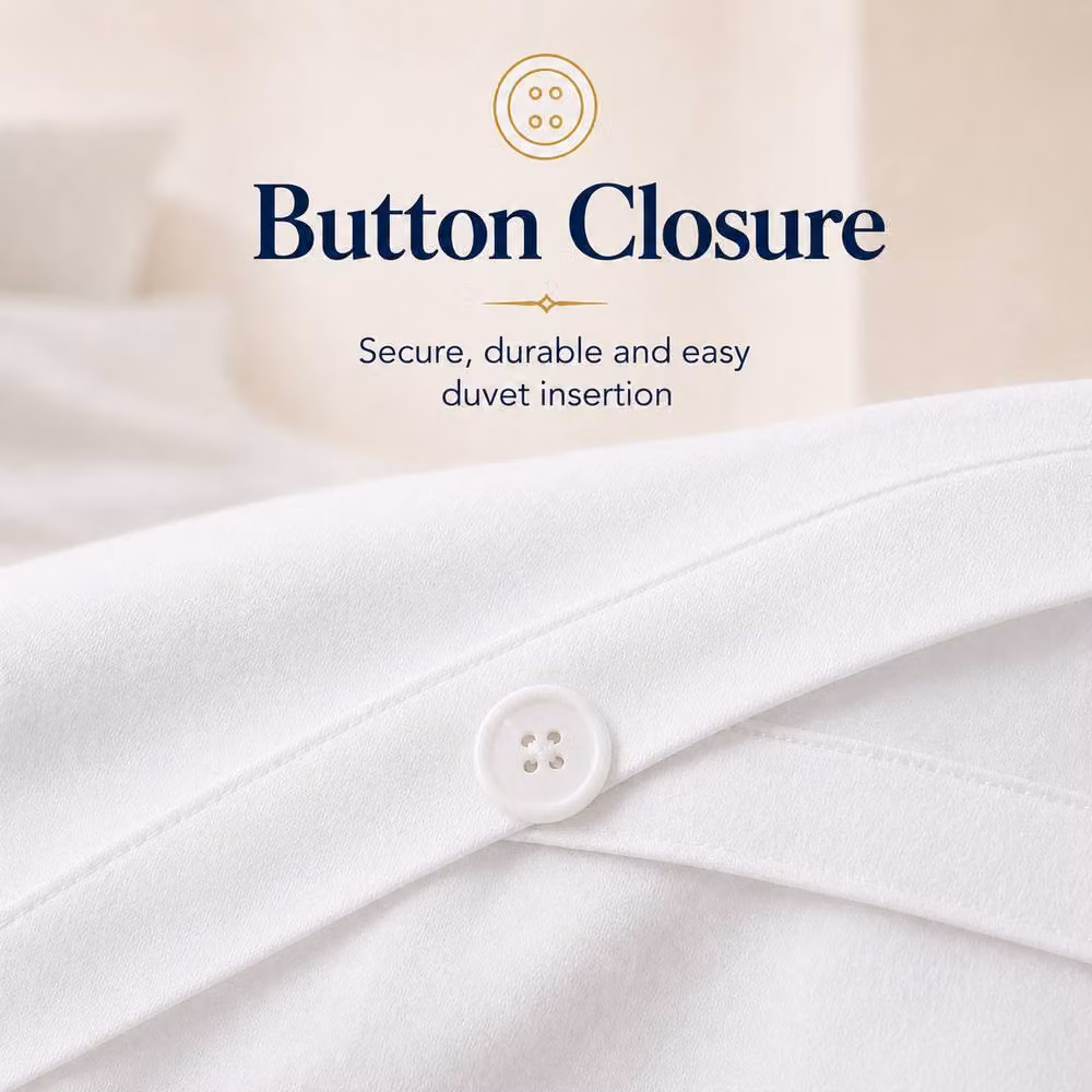 Pamposh 800 Thread Count Egyptian Cotton Mako Satin Reversible Duvet Cover Set in White, Size: 200 x 200 cm – 3