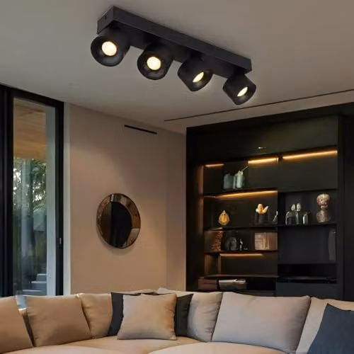Globo Lighting Modern Black Aluminium LED Ceiling Spotlight Bar with 4 Adjustable Bulbs – 2
