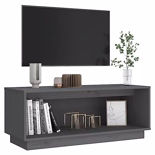 vidaXL Grey Solid Wood Pine TV Cabinet W/D/H: 90 x 35 x 35 cm – 4